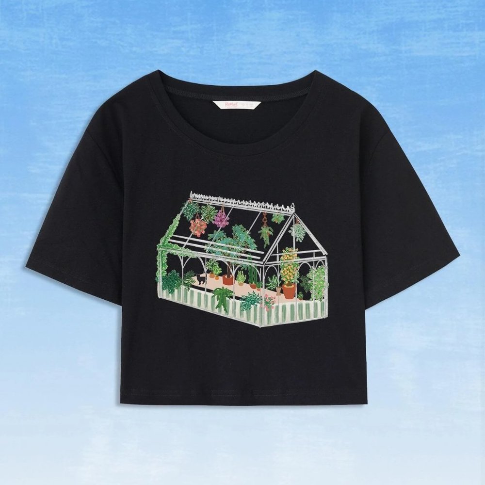ISO: Romwe X Maybeinmay Plants Graphic Crop Tee